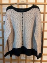 Pull beige et noir en laine  (PU02)