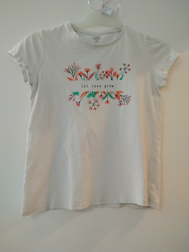 t-shirt blanc a fleur KIABI (HA45)